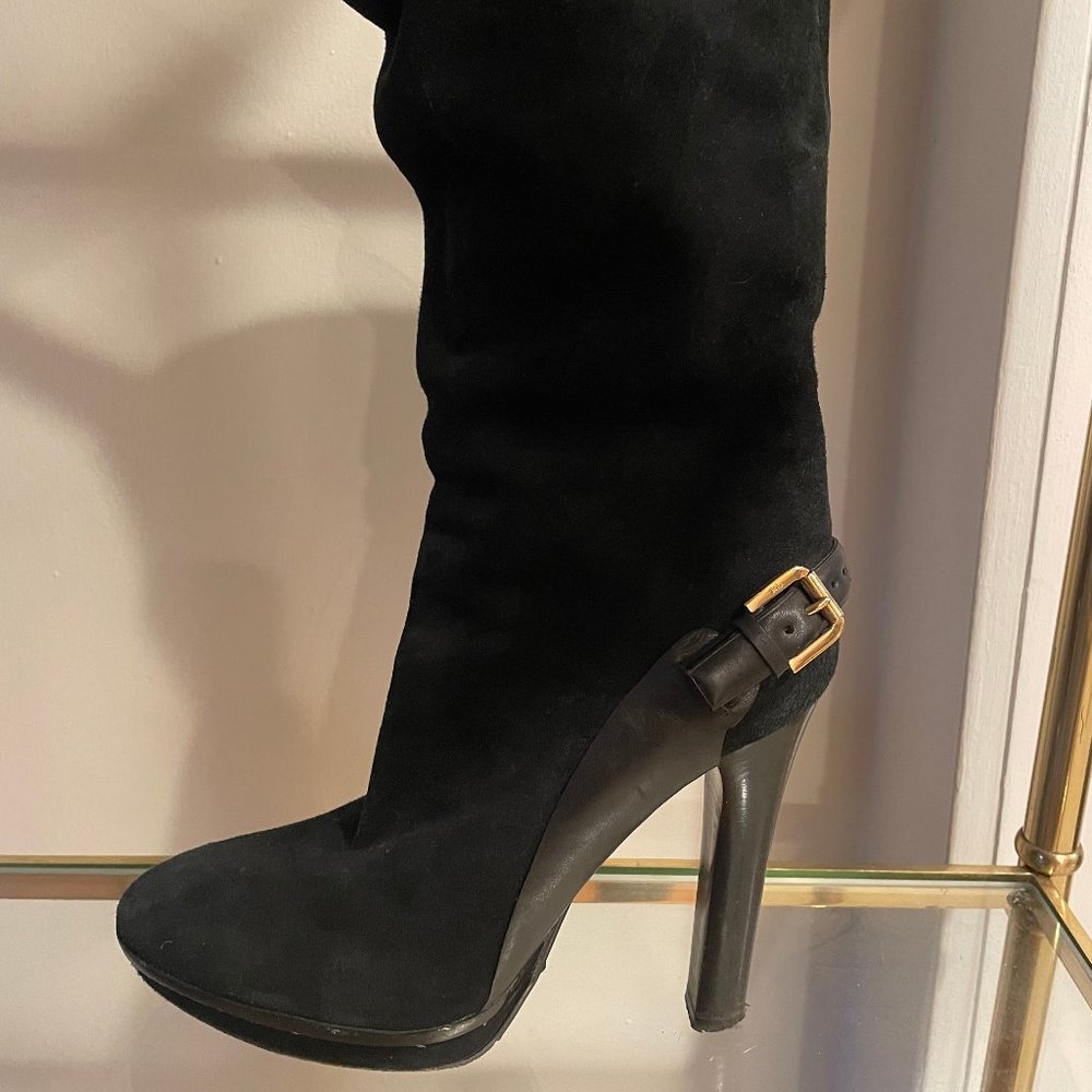 Ralph Lauren Collection Suede and Leather Platform Booties (Fits 6.5/7)